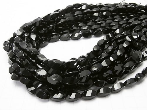 Onyx  Rice 4Faceted Twist xMultiple Facets 12x6x6mm half or 1strand beads (aprx.15inch/36cm)