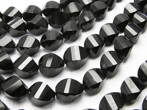 Onyx  Rice 4Faceted Twist xMultiple Facets 14x10x10mm half or 1strand beads (aprx.15inch/38cm)