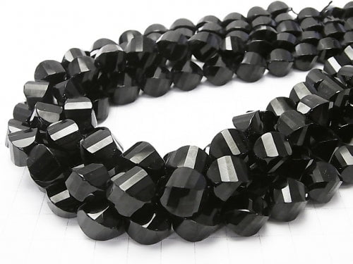 Onyx  Rice 4Faceted Twist xMultiple Facets 14x10x10mm half or 1strand beads (aprx.15inch/38cm)