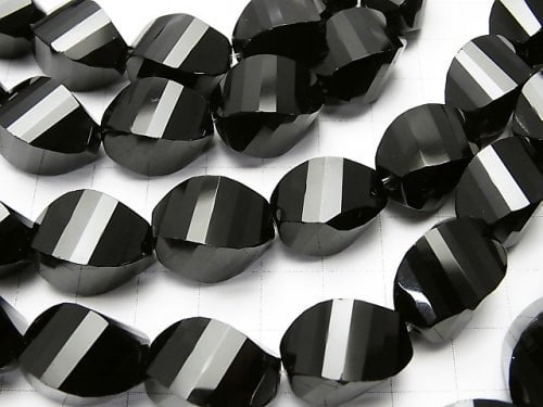 Onyx  Rice 4Faceted Twist xMultiple Facets 18x13x13mm half or 1strand beads (aprx.15inch/38cm)