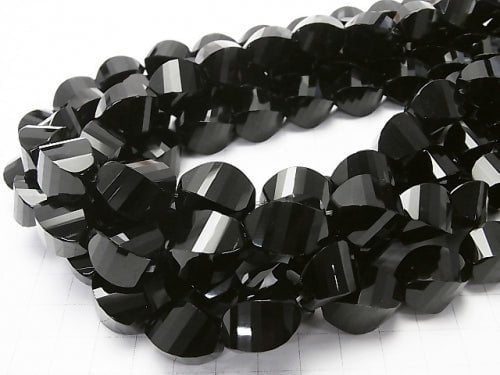 Onyx  Rice 4Faceted Twist xMultiple Facets 18x13x13mm half or 1strand beads (aprx.15inch/38cm)