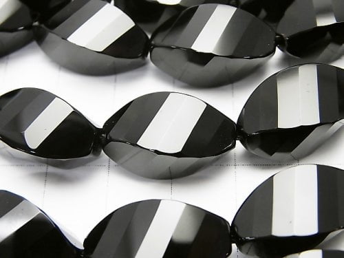 Onyx  Rice 4Faceted Twist xMultiple Facets 20x10x10mm half or 1strand beads (aprx.14inch/35cm)