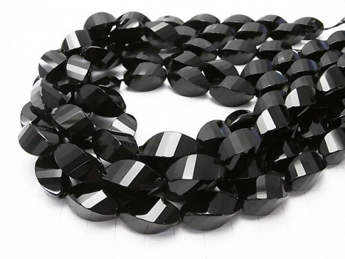 Onyx  Rice 4Faceted Twist xMultiple Facets 20x10x10mm half or 1strand beads (aprx.14inch/35cm)