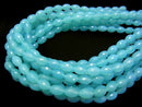 Sea Blue Chalcedony AAA Faceted Rice 12x8x8mm 1/4 or 1strand beads (aprx.15inch / 38cm)