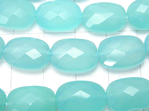 Sea Blue Chalcedony AAA Faceted Rectangle 14x10x6mm 1/4 or 1strand beads (aprx.15inch / 38cm)