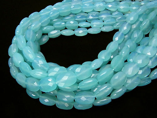 Sea Blue Chalcedony AAA Faceted Rectangle 14x10x6mm 1/4 or 1strand beads (aprx.15inch / 38cm)
