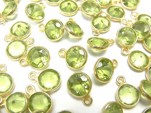 Bezel Setting, Coin, Peridot Gemstone Beads