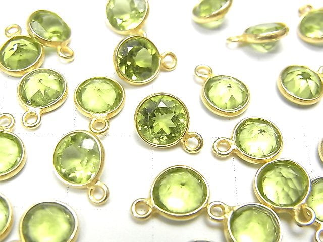 [Video] High Quality Peridot AAA Bezel Setting Coin Faceted 6x6mm 18KGP 5pcs $12.99!