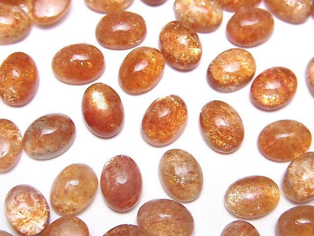 [Video]High Quality Sunstone AAA Oval Cabochon 8x6mm 2pcs