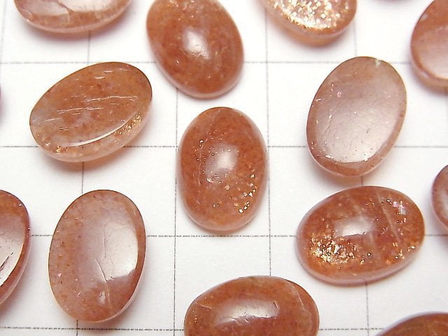 [Video]High Quality Sunstone AAA- Oval Cabochon 14x10mm 3pcs