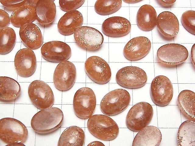 [Video]High Quality Sunstone AAA- Oval Cabochon 14x10mm 3pcs