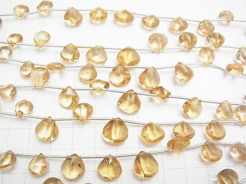 [Video]1strand $29.99! High Quality Natutal Champagne Color Quartz AAA 4Faceted Chestnut Shape  1strand beads (aprx.6inch/16cm)