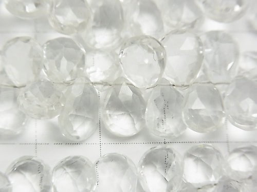 [Video] White Topaz AAA Pear shape Faceted Briolette 1/4 or 1strand beads (aprx. 8inch / 20cm)