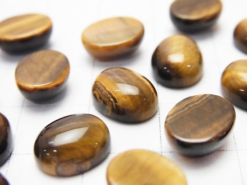 Yellow Tiger's Eye AA++ Oval Cabochon 10x8mm 4pcs