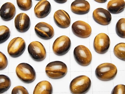 Yellow Tiger's Eye AA++ Oval Cabochon 10x8mm 4pcs