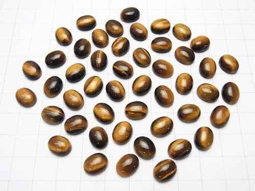 Yellow Tiger's Eye AA++ Oval Cabochon 10x8mm 4pcs