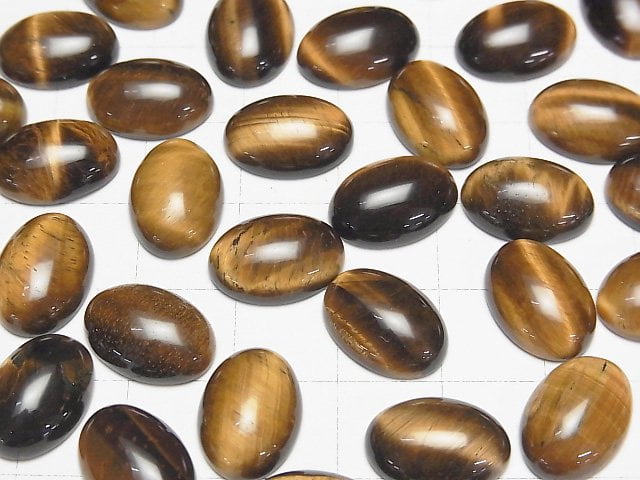 Yellow Tiger's Eye AA+ Oval Cabochon 14x10mm 5pcs