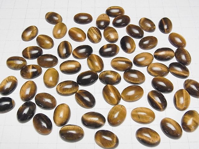 Yellow Tiger's Eye AA+ Oval Cabochon 14x10mm 5pcs