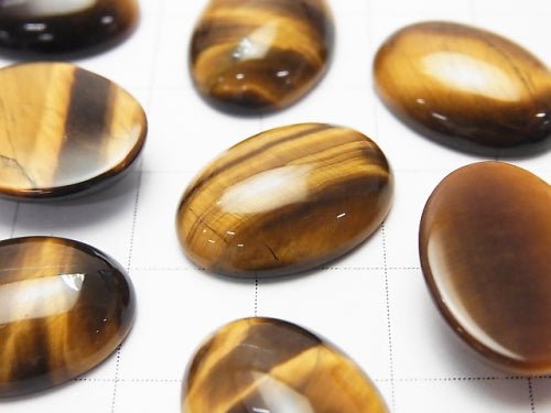 Yellow Tiger's Eye AA++ Oval Cabochon 18x13mm 2pcs