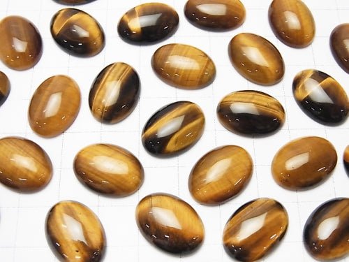 Yellow Tiger's Eye AA++ Oval Cabochon 18x13mm 2pcs