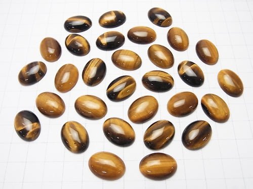 Yellow Tiger's Eye AA++ Oval Cabochon 18x13mm 2pcs