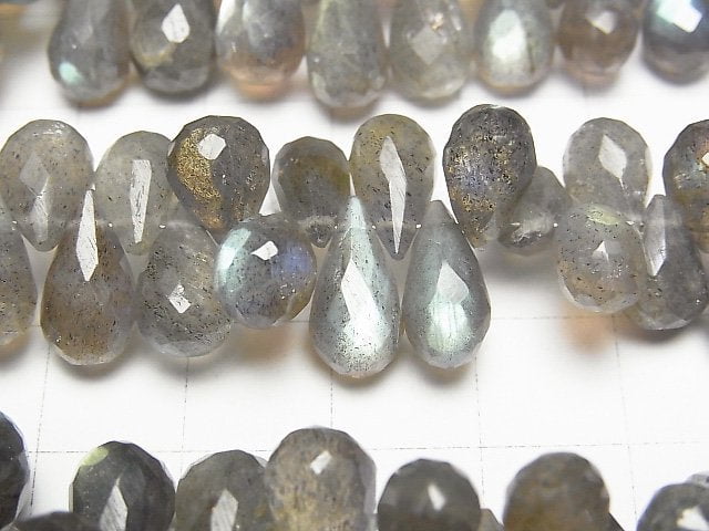 [Video]High Quality Labradorite AAA- Drop Faceted Briolette half or 1strand beads (aprx.7inch/19cm)