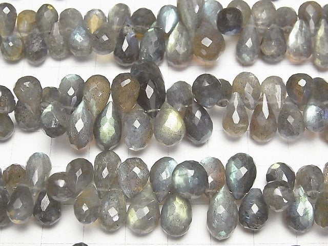 [Video]High Quality Labradorite AAA- Drop Faceted Briolette half or 1strand beads (aprx.7inch/19cm)