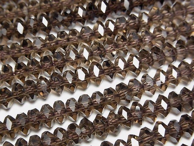 [Video]High Quality! Smoky Quartz AAA Faceted Button Rondelle 6x6x3mm 1/4 or 1strand beads (aprx.15inch/38cm)