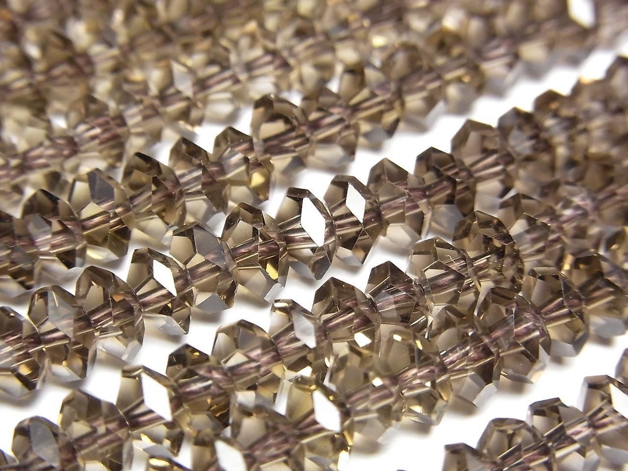 高品質！煙水晶 AAA 切面圓鈕形刻面圓珠 6x6x3mm 1/4 或 1 串珠（約 15 英寸/38 公分）