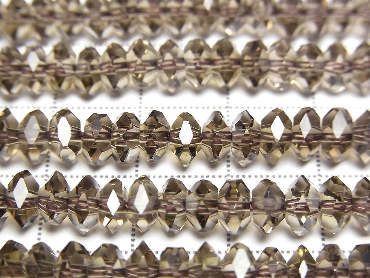 高品質！煙水晶 AAA 切面圓鈕形刻面圓珠 6x6x3mm 1/4 或 1 串珠（約 15 英寸/38 公分）