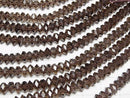 [Video]High Quality! Smoky Quartz AAA Faceted Button Rondelle 6x6x3mm 1/4 or 1strand beads (aprx.15inch/38cm)