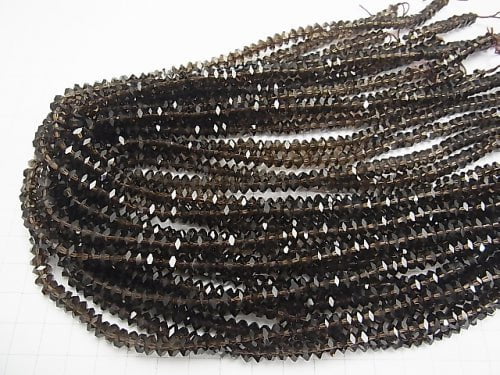 High Quality!  Smoky Quartz AAA Faceted Button Roundel 6x6x3mm 1/4 or 1strand beads (aprx.15inch/38cm)