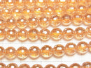 [Video]Champagne Aura Crystal Quartz AAA 128Faceted Round 6mm half or 1strand beads (aprx.15inch/37cm)