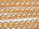 Champagne Aura Crystal Quartz AAA 128Faceted Round 8mm half or 1strand beads (aprx.15inch/37cm)