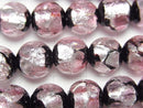 [Video] Lampwork Beads Round 12mm [Pink x Silver x Black] 1/4 or 1strand beads (aprx.13inch/32cm)