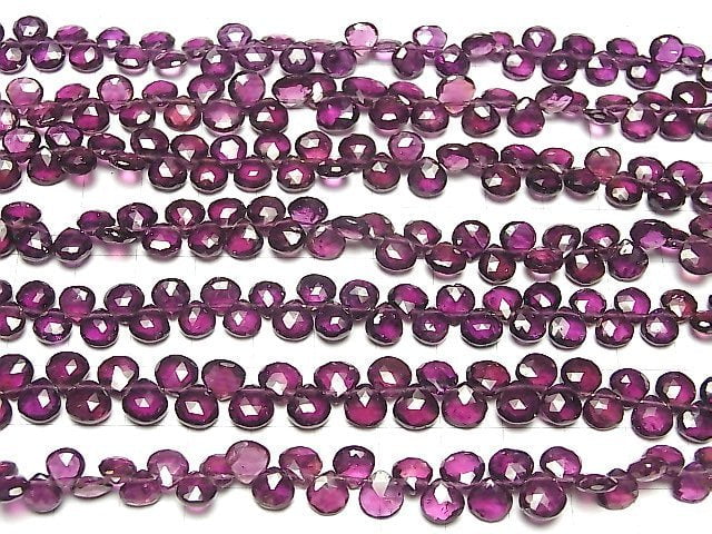 [Video]High Quality Rhodolite Garnet AA++ Chestnut Faceted Briolette half or 1strand beads (aprx.7inch/18cm)