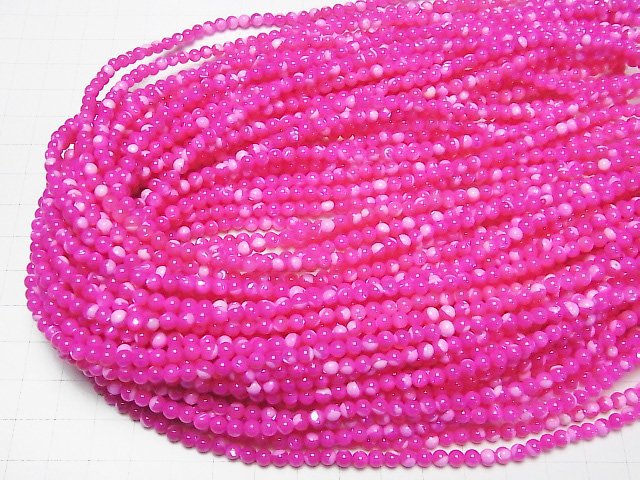 [Video]Mother of Pearl MOP Fuchsia Pink Round 4mm 1strand beads (aprx.15inch/38cm)