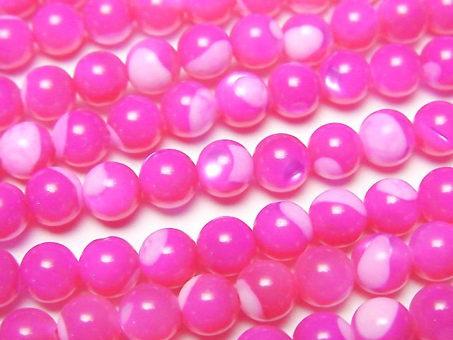 [Video]Mother of Pearl MOP Fuchsia Pink Round 6mm 1strand beads (aprx.15inch/38cm)