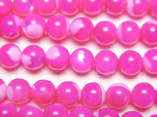 [Video]Mother of Pearl MOP Fuchsia Pink Round 6mm 1strand beads (aprx.15inch/38cm)