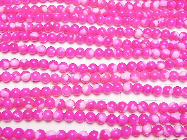 [Video]Mother of Pearl MOP Fuchsia Pink Round 6mm 1strand beads (aprx.15inch/38cm)