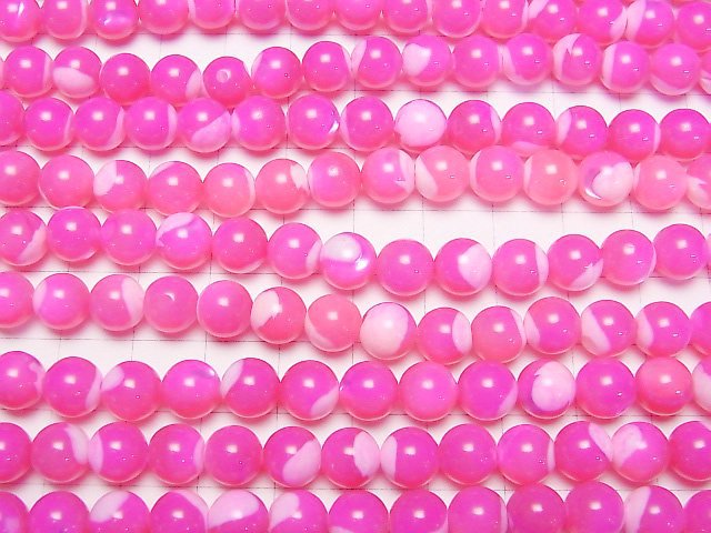 [Video]Mother of Pearl MOP Fuchsia Pink Round 8mm 1strand beads (aprx.15inch/38cm)