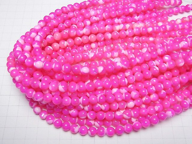 [Video]Mother of Pearl MOP Fuchsia Pink Round 8mm 1strand beads (aprx.15inch/38cm)