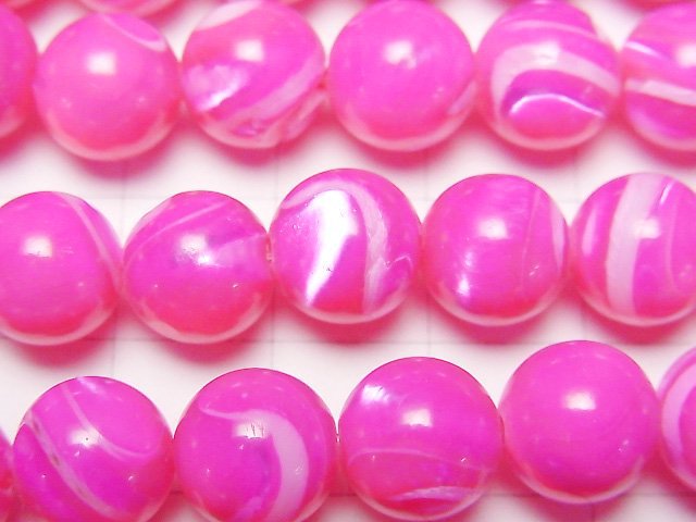 [Video]Mother of Pearl MOP Fuchsia Pink Round 10mm 1strand beads (aprx.15inch/38cm)