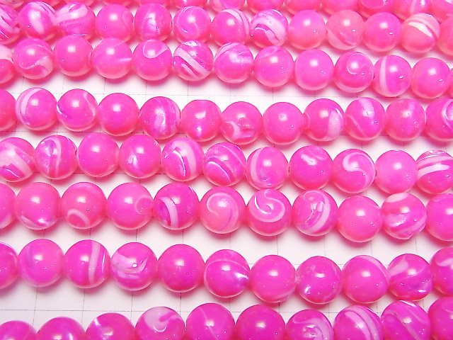 [Video]Mother of Pearl MOP Fuchsia Pink Round 10mm 1strand beads (aprx.15inch/38cm)