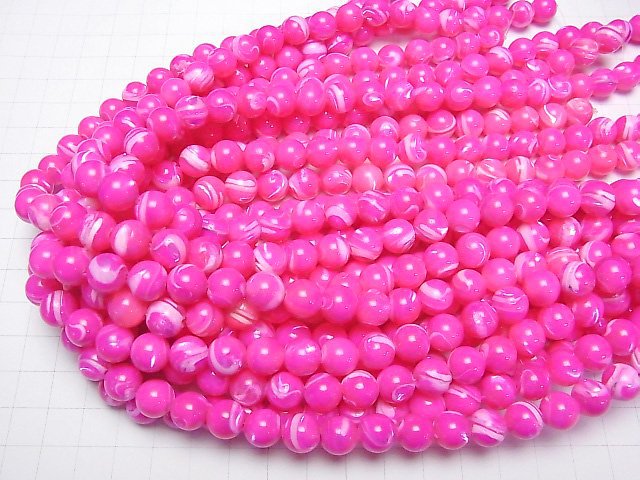 [Video]Mother of Pearl MOP Fuchsia Pink Round 10mm 1strand beads (aprx.15inch/38cm)