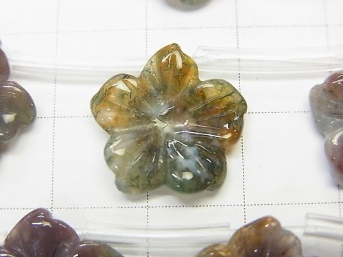 Indian agate flower 15x15x3mm half or 1strand beads (aprx.15inch / 38cm)