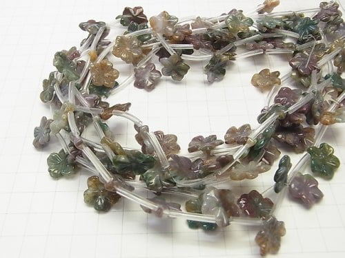 Indian agate flower 15x15x3mm half or 1strand beads (aprx.15inch / 38cm)