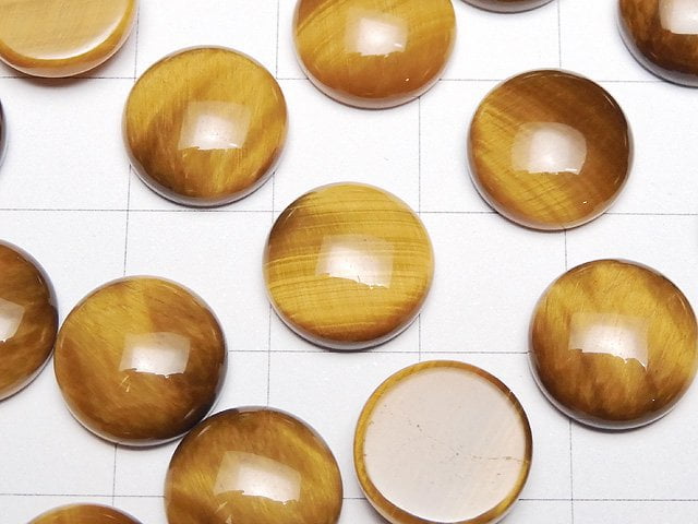 Yellow Tiger's Eye AA ++ Round Cabochon 12x12mm 4pcs $3.79!