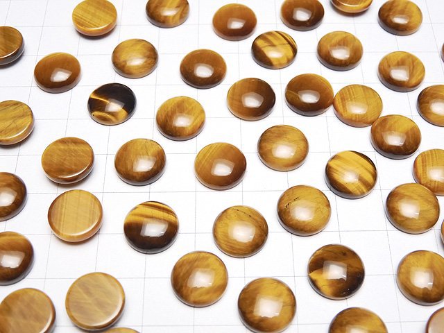 Yellow Tiger's Eye AA ++ Round Cabochon 12x12mm 4pcs $3.79!