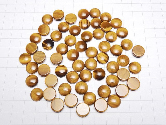 Yellow Tiger's Eye AA ++ Round Cabochon 12x12mm 4pcs $3.79!